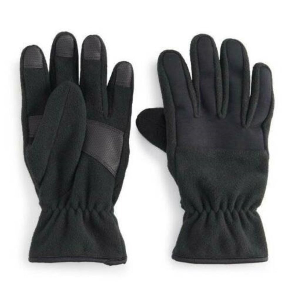 Kids Touchscreen Gloves Black Tek Gear S/M Fleece Warmtek Technology Fitted